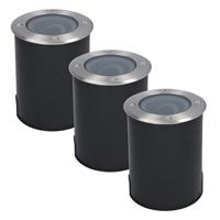 HOFTRONIC™ 3x Lilly dimbare LED Grondspot - Kantelbaar - Overrijdbaar - Rond - RVS - excl. GU10 lamp - IP67 waterdicht - 3 jaar garantie