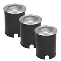 HOFTRONIC™ 3x Lilly dimbare LED Grondspot - Kantelbaar - Overrijdbaar - Rond - RVS - 6000K - 5 Watt - IP67 waterdicht - 3 jaar garantie
