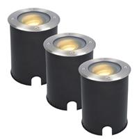 HOFTRONIC™ 3x Lilly dimbare LED Grondspot - Kantelbaar - Overrijdbaar - Rond - RVS - 2700K - 5 Watt - IP67 waterdicht - 3 jaar garantie