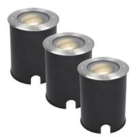 HOFTRONIC™ 3x Lilly dimbare LED Grondspot - Kantelbaar - Overrijdbaar - Rond - RVS - 4000K - 5 Watt - IP67 waterdicht - 3 jaar garantie