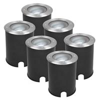 HOFTRONIC™ 6x Lilly dimbare LED Grondspot - Kantelbaar - Overrijdbaar - Rond - RVS - 6000K - 5 Watt - IP67 waterdicht - 3 jaar garantie