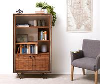DELIFE Highboard Stonegrace 90x150 cm Akazie Braun Steinfurnier V-Fuß Schwarz