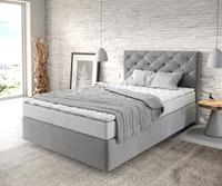 DELIFE Boxspringbett Dream-Great 120x200 cm Mikrofaser Grau mit Matratze und Topper