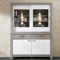 LOMADOX Buffetschrank in weiß matt und Haveleiche Nb. GRONAU-55 inkl. LED, BxHxT: 157x211x43cm