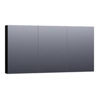 Saniclass Plain Spiegelkast 139x70x15cm Hoogglans Zwart SK-PL140HZ