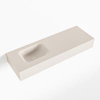 Mondiaz LEX Opbouwwastafel 90x30x12cm 0 kraangaten wasbak links Solid Surface Linen mat F52117Linen