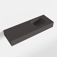 Mondiaz LEX Opbouwwastafel 90x30x12cm 0 kraangaten wasbak rechts Solid Surface Dark grey mat F52118Dark_grey