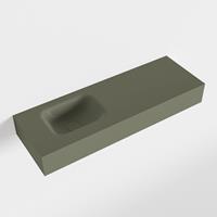 Mondiaz LEX Opbouwwastafel 90x30x12cm 0 kraangaten wasbak links Solid Surface Army mat F52117Army