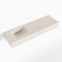Mondiaz LEX Opbouwwastafel 100x30x12cm 0 kraangaten wasbak links Solid Surface Linen mat F52120Linen