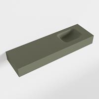 Mondiaz LEX Opbouwwastafel 100x30x12cm 0 kraangaten wasbak rechts Solid Surface Army mat F52121Army