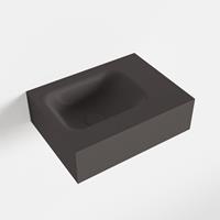 Mondiaz LEX Opbouwwastafel 40x30x12cm 0 kraangaten wasbak links Solid Surface Dark grey mat F52102Dark_grey