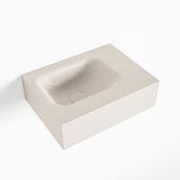 Mondiaz LEX Opbouwwastafel 40x30x12cm 0 kraangaten wasbak links Solid Surface Linen mat F52102Linen