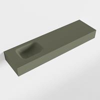 Mondiaz LEX Opbouwwastafel 110x30x12cm 0 kraangaten wasbak links Solid Surface Army mat F52123Army