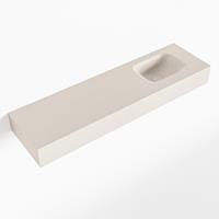 Mondiaz LEX Opbouwwastafel 110x30x12cm 0 kraangaten wasbak rechts Solid Surface Linen mat F52124Linen