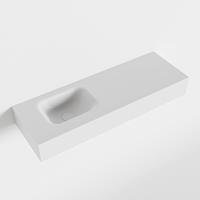 Mondiaz LEX Opbouwwastafel 90x30x12cm 0 kraangaten wasbak links Solid Surface Talc mat F52117Talc