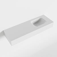 Mondiaz LEX Opbouwwastafel 90x30x12cm 0 kraangaten wasbak rechts Solid Surface Talc mat F52118Talc