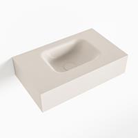 Mondiaz LEX Opbouwwastafel 50x30x12cm 0 kraangaten wasbak rechts Solid Surface Linen mat F52106Linen