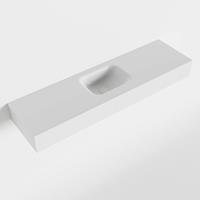 Mondiaz LEX Opbouwwastafel 110x30x12cm 0 kraangaten wasbak midden Solid Surface Talc mat F52122Talc