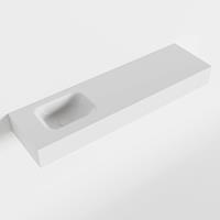 Mondiaz LEX Opbouwwastafel 110x30x12cm 0 kraangaten wasbak links Solid Surface Talc mat F52123Talc