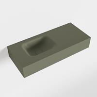 Mondiaz LEX Opbouwwastafel 70x30x12cm 0 kraangaten wasbak links Solid Surface Army mat F52111Army