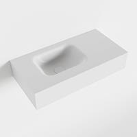 Mondiaz LEX Opbouwwastafel 60x30x12cm 0 kraangaten wasbak links Solid Surface Talc mat F52108Talc