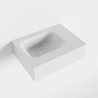 Mondiaz LEX Opbouwwastafel 40x30x12cm 0 kraangaten wasbak links Solid Surface Talc mat F52102Talc