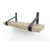 Wood Brothers Eiken wandplank boomkant 60 cm in 25 cm diepe plankdragers