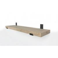 Wood Brothers Eiken wandplank massief recht 50 x 20 cm met industriele plankdragers