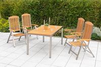 MERXX Tuin-eethoek Keros 4 klapstoelen met tafel (5-delig)