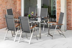 MERXX Tuin-eethoek Ferrara 6 klapstoelen met tafel (7-delig)