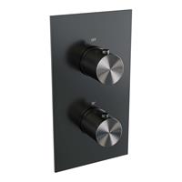 Brauer Gunmetal Carving 3-weg inbouwthermostaat met in- en afbouwdelen gunmetal geborsteld PVD