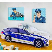 Kids Collective Autobett »Kinderbett Polizei in 70x140 cm 80x160 cm«, mit Lattenrost und Rausfallschutz, optional mit Matratze, 140x70