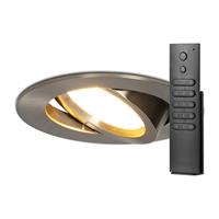 HOFTRONIC™ Set van 6 dimbare LED inbouwspots Rome - RVS - 6 Watt - Kantelbaar - 2700K warm wit - IP44 - Inclusief afstandsbediening - Geringe inbouwdiepte