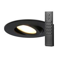 HOFTRONIC™ Set van 8 stuks LED inbouwspots Napels IP65 8 Watt 2700K dimbaar 360° kantelbaar zwart incl. afstandsbediening