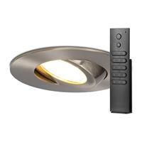 HOFTRONIC™ Set van 8 stuks LED inbouwspots Napels IP65 8 Watt 2700K dimbaar 360° kantelbaar RVS incl. afstandsbediening