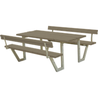 Trendyard Picknicktafel Stalen Frame Wega Grijs Bruin 2 Rugleuningen