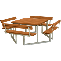 Trendyard Picknicktafel Vierkant Twist Teak 4 Rugleuningen