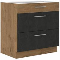 KÜCHEN PREISBOMBE Vigo Unterschrank 80 cm Eiche Lancelot Matera Grau Vollauszug Soft-Close Küche