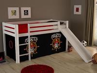 Mobistoxx Bed ALIZE met glijbaan 90x200 cm witte pijnboom tent pirates of the Caribbean