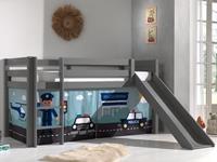 Mobistoxx Bed ALIZE met glijbaan 90x200 cm grijs pijnboom tent Police