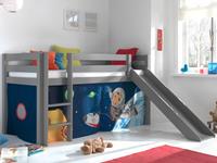 Mobistoxx Bed ALIZE met glijbaan 90x200 cm grijs pijnboom tent Space
