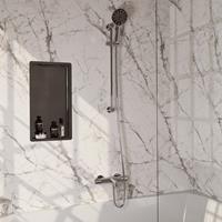 Brauer Chrome Carving opbouw baddouche thermostaatkraan SET 02 met glijstang en 3-standen handdouche en doucheslang chroom