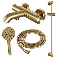 Brauer Gold Edition badthermostaat met badset en glijstang - 3 standen handdouche - geborsteld goud PVD