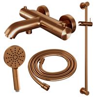 Brauer Copper Edition badthermostaat met badset en glijstang - 3 standen handdouche - geborsteld koper PVD