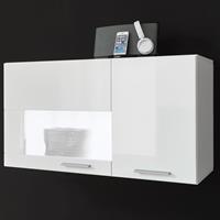 LOMADOX Hängevitrine CLAVI-61 in Hochglanz weiß, mit LED-Spots, B/H/T ca.: 92/50/35 cm