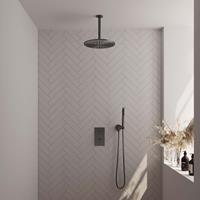 Brauer Gunmetal Edition inbouwset met 3-weg thermostaat - hoofddouche 30cm - plafondbuis 20cm - staafhanddouche - wandaansluiting - geborsteld gunmetal PVD