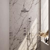 Brauer Brushed Carving thermostatische inbouw doucheset - hoofddouche 30cm - rechte wandarm - staafhanddouche - met glijstang - RVS geborsteld PVD