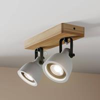 LINDBY Mirka LED-Deckenleuchte, Kiefernholz, 2-fl.
