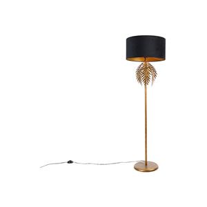 QAZQA Vintage Stehlampe Gold mit schwarzem Samtschirm 50 cm - Botanica