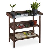 RELAXDAYS Pflanztisch, Gärtnertisch mit 3 Ebenen, Gewächshaus, Garten, Balkon & Terrasse, Holz, 86x92x42 cm, dunkelbraun